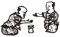 Cartoon Image of Two Guys Drinking Sake